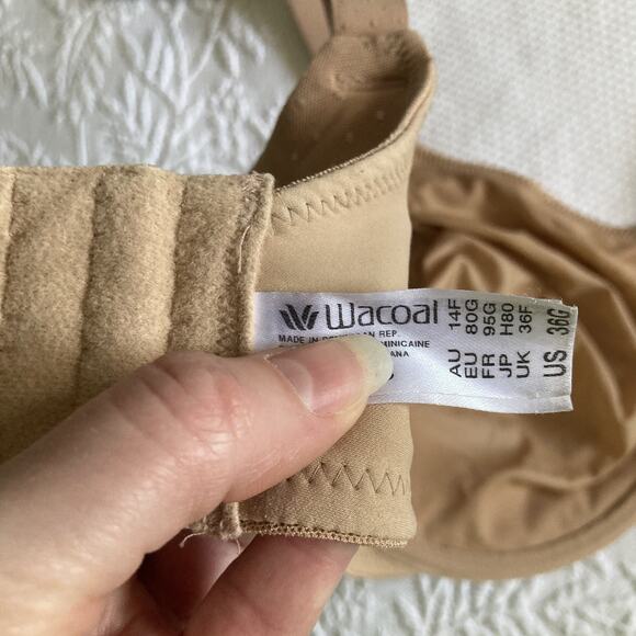 Wacoal Lot of 2 Bras 36G Bra 857303 Back Appeal Minimizer black & nude - Picture 7 of 15